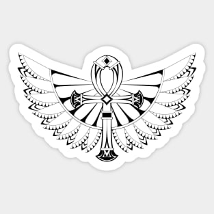 Ankh with Wings ( White ) Sticker